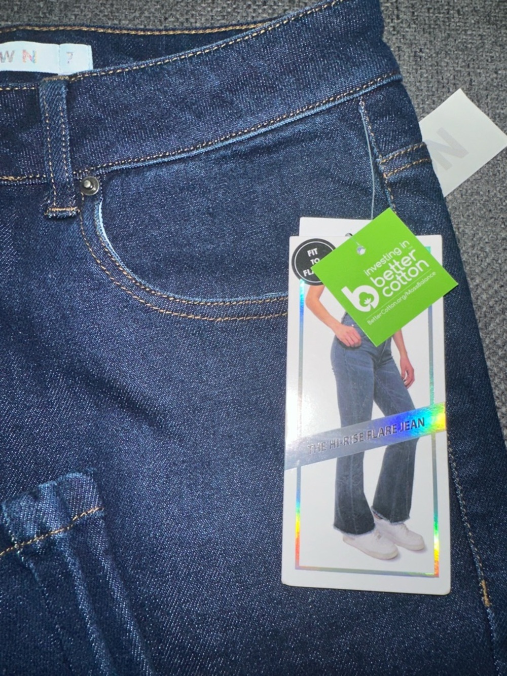 Tinseltown Dark Blue hi rise flare Jeans with Front Zip